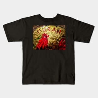 Red and Gold Mosaic Cockerel Kids T-Shirt